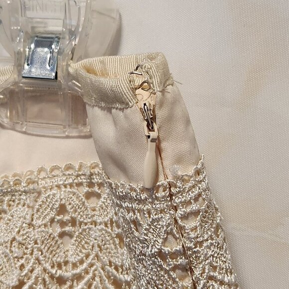 San Souci Cream‎ Shorts Women's L Scalloped Layered Lace Crochet Side Zip Boho - Picture 3 of 6